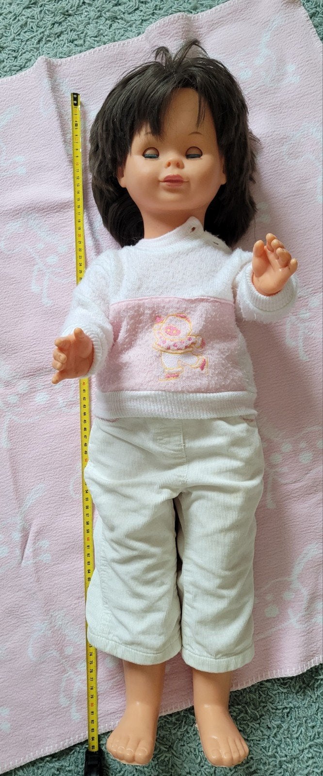 Babypop met slaapogen 50 cm orginele bella/schildkrot.merk, Ophalen of Verzenden, Gebruikt, Babypop