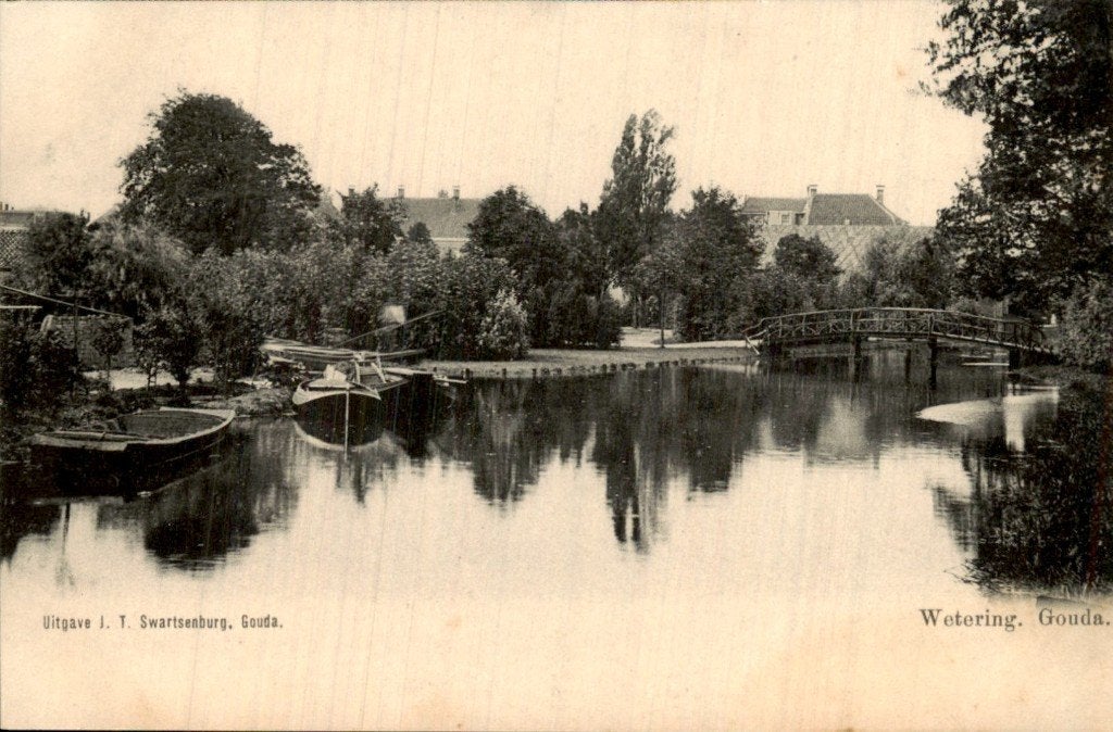Gouda - Wetering - Brug en boten, Ophalen of Verzenden, Voor 1920, Ongelopen, Zuid-Holland