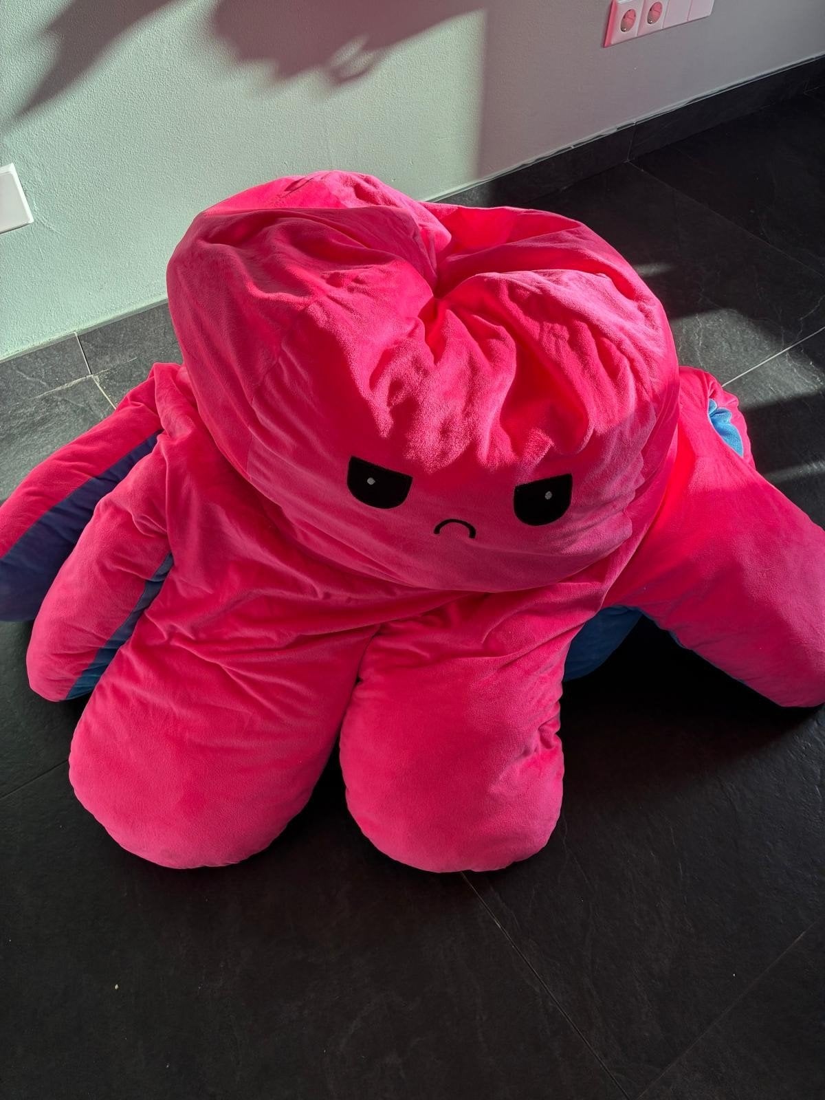 Grote omkeerbare octopus knuffel - blauw/roze, Ophalen, Gebruikt, Overige typen, Meerkleurig