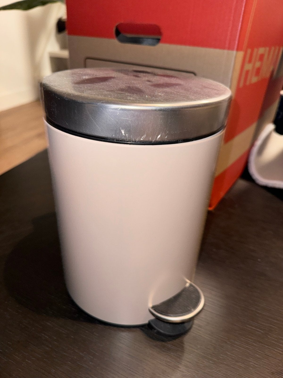 IKEA EKOLN Pedaalemmer - Beige met RVS deksel, Met deksel, Overige typen, Rond, Ophalen of Verzenden