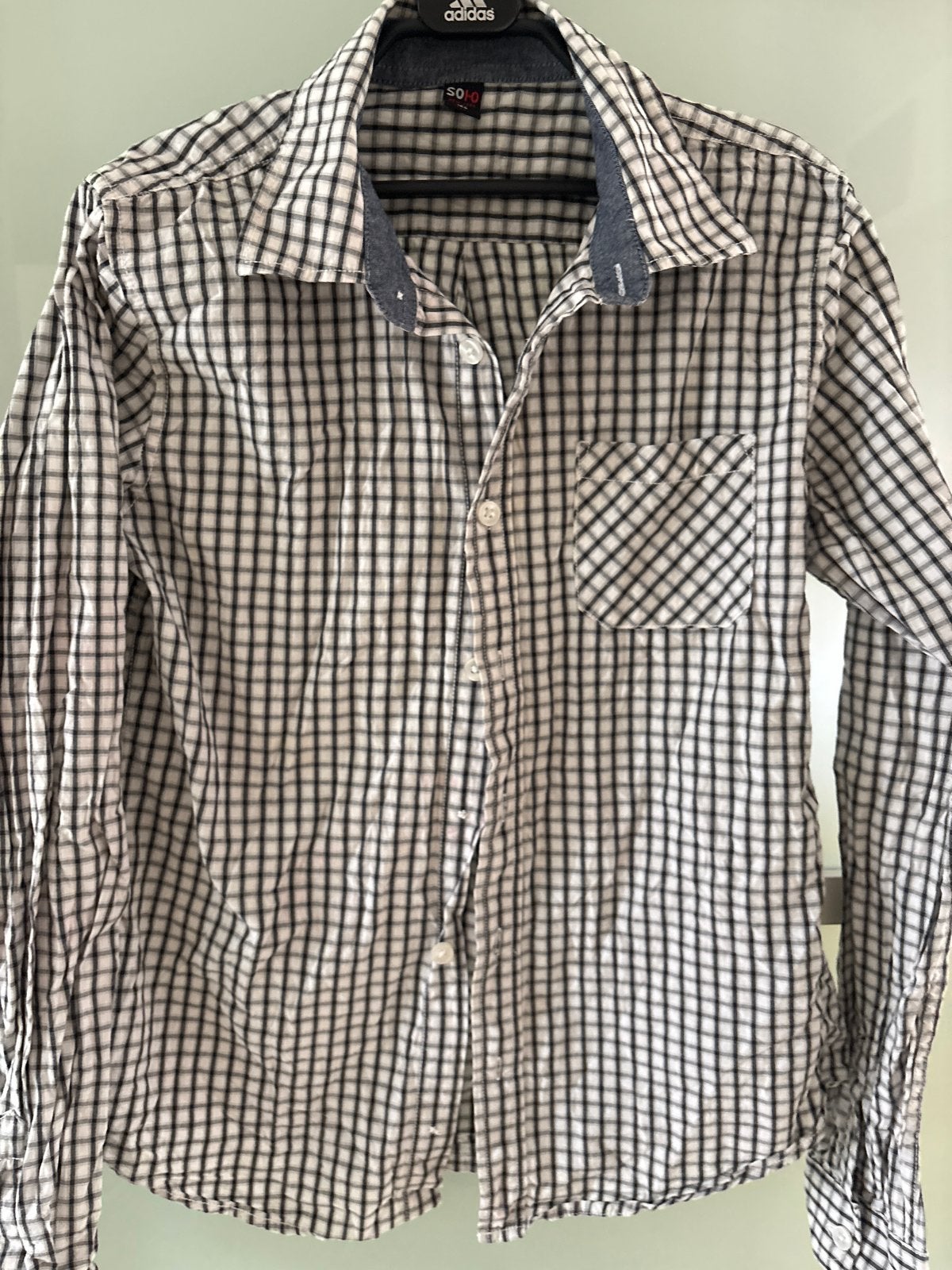 SOHO New York Geruit Overhemd Maat 164, Kleding | Heren, Ophalen of Verzenden, Gedragen, Zwart, Overige halswijdtes
