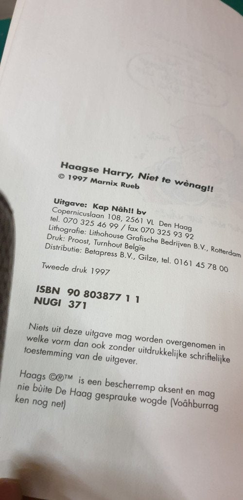 stripboek haagse harry, niet te wennag 1997, Ophalen of Verzenden