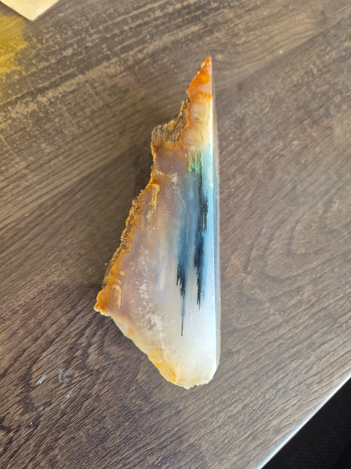 gepolijste plak chrysocolla in calsedoon, Ophalen of Verzenden, Mineraal