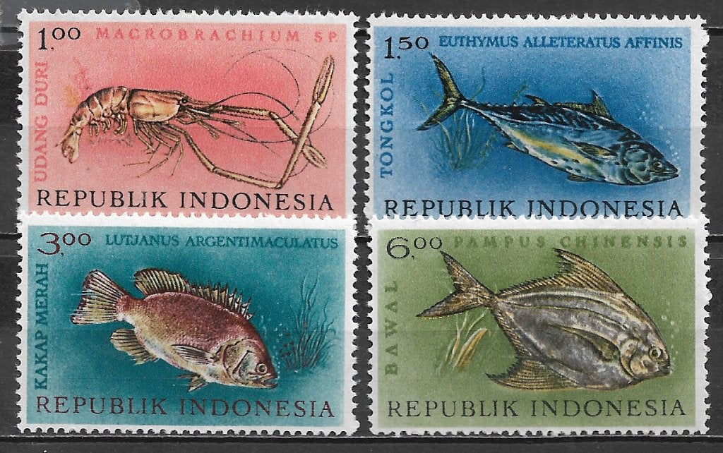 Indonesie 1963 Inheemse vissen postfris kreeft, Ophalen of Verzenden, Postfris, Zuidoost-Azië