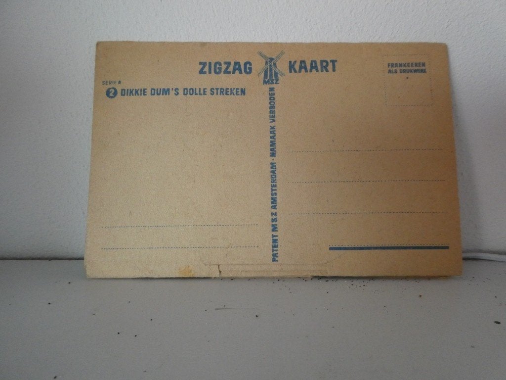 Tweemaal DIKKIE DUM'S zigzag kaart, Verzamelen, Ophalen of Verzenden, 1940 tot 1960, Ongelopen, Overige thema's