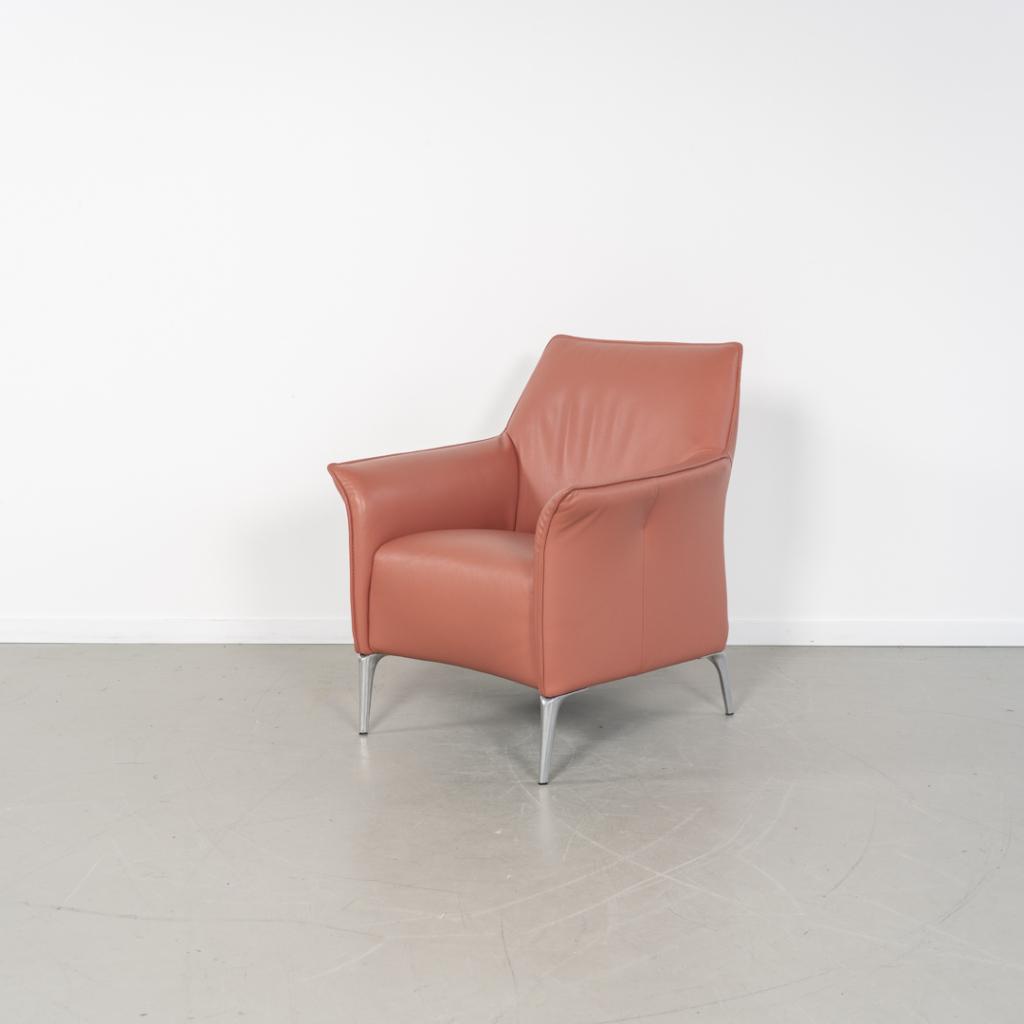 1x Leolux Mayuro Fauteuil Oudroze Leer - Chroom Frame, Huis en Inrichting, Fauteuils, Niet ingevuld, Minder dan 75 cm, Niet ingevuld