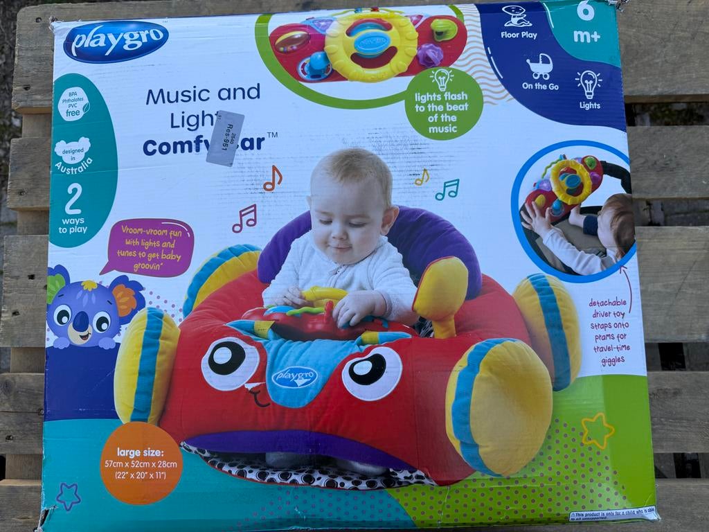 Playgro Muziek en Licht Comfy Car Baby Speelstoel, Kinderen en Baby's, Auto, Heesterakker 2-A, 5281 LV Boxtel, Nieuw, Ophalen of Verzenden