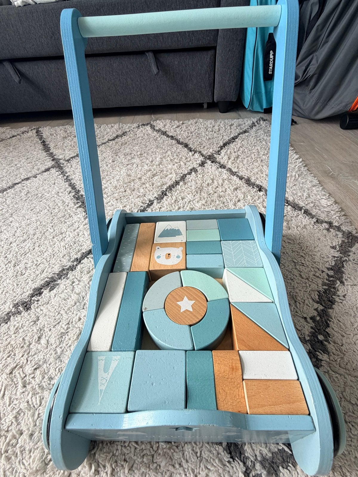 Houten loopwagen met blokken - Little Dutch, Ophalen, Gebruikt, Overige typen, Met wieltjes
