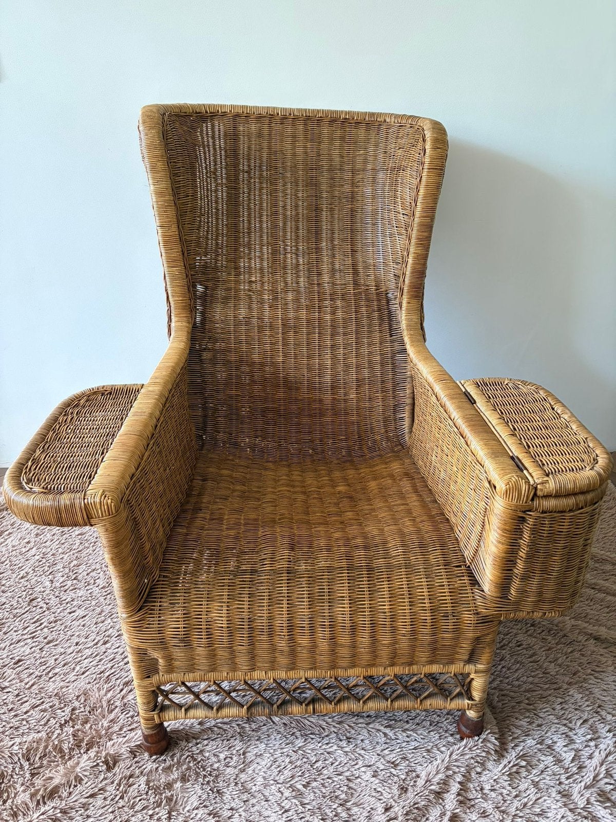 Unieke grote vintage rotan fauteuil /lounge stoel, jaren 70, Huis en Inrichting, Stoelen, Ophalen of Verzenden, Zo goed als nieuw