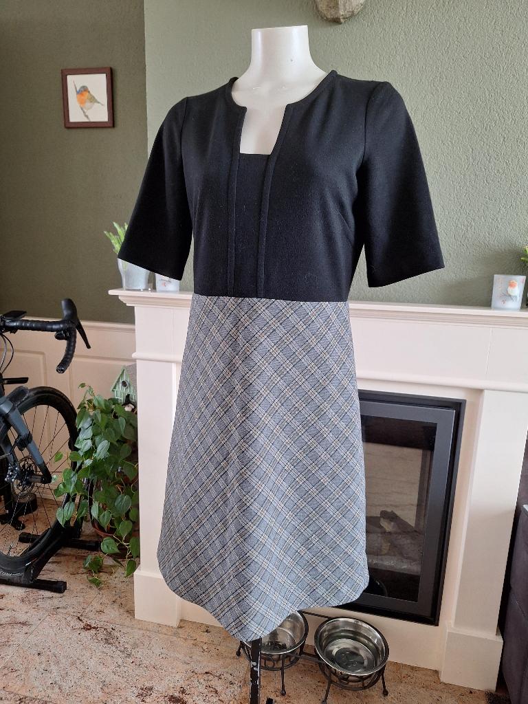 Sinequanone Paris jurk M 40 zwart grijs ruit, Kleding | Dames, Maat 38/40 (M), Sinequanone, Verzenden, Zwart