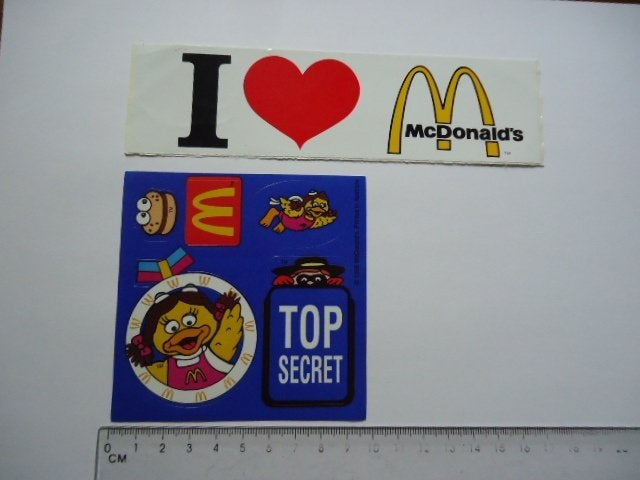 sticker oud McDonald's Mac Mc Donalds donald's top secret, Verzenden, Zo goed als nieuw, Bedrijf of Vereniging