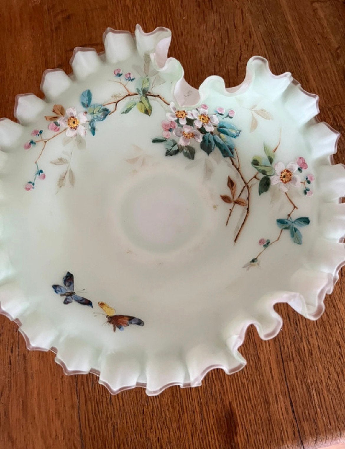 Antiek Opaline melkglas fruitschaal, Ophalen of Verzenden
