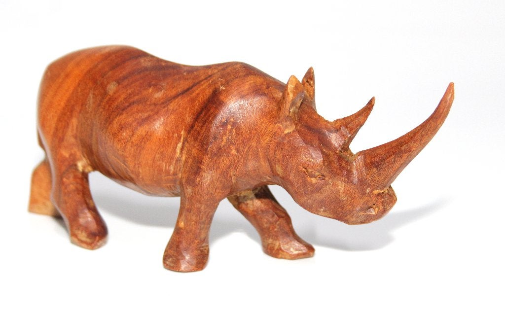 Prachtig Palissander Rosewood Neushoorn Beeld #3, Houtsnijwerk, Minder dan 20 cm, Ophalen of Verzenden, Hout
