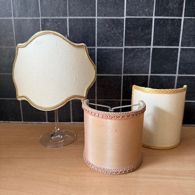 3 lampenkapjes, klemkapjes, Italiaans, vintage, brocante, Huis en Inrichting, Ophalen of Verzenden, Zo goed als nieuw