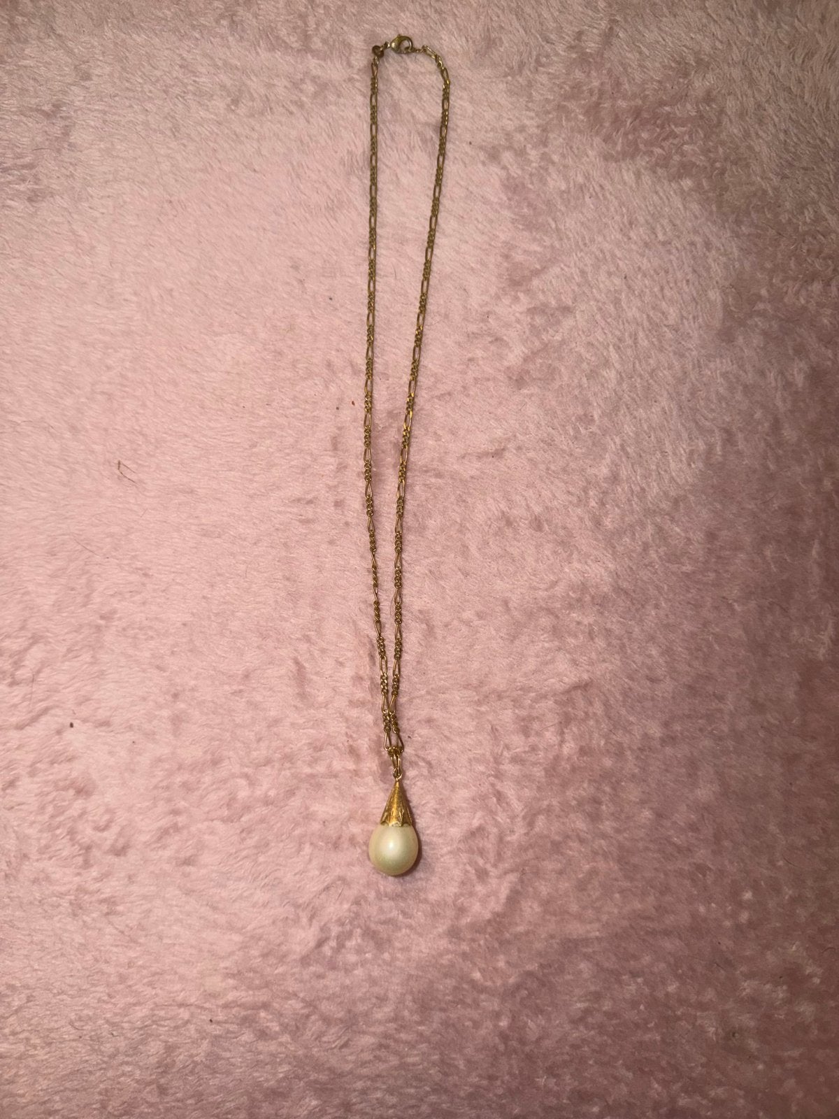 Elegante ketting met parel hanger double goud, Gebruikt, Ophalen of Verzenden, Goud, Overige materialen