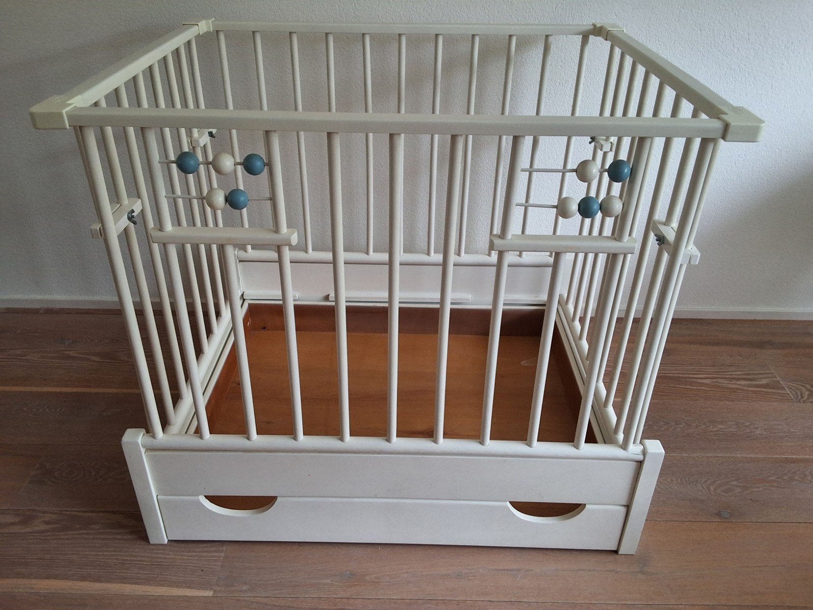 Wit houten box met verstelbare bodem en lade, Ophalen, Gebruikt, Lade
