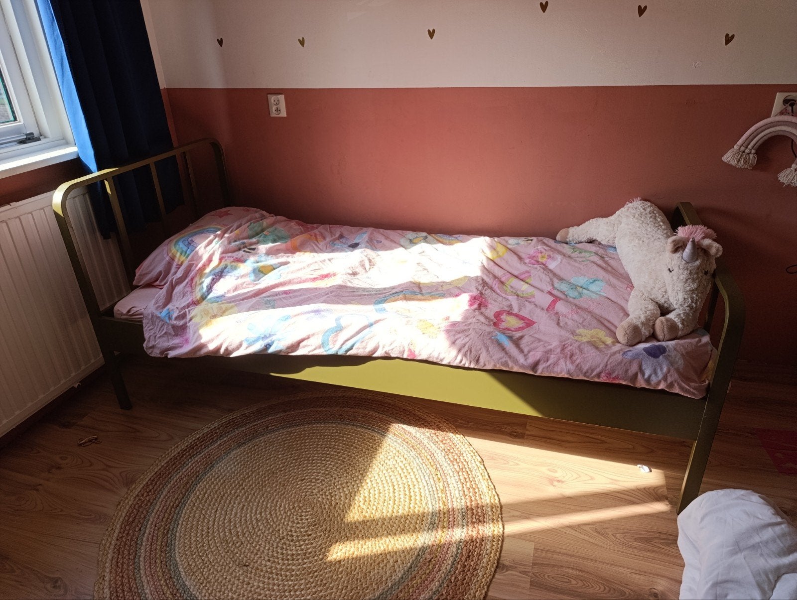 woood metalen bed, Ophalen, Gebruikt, 90 cm, Eenpersoons