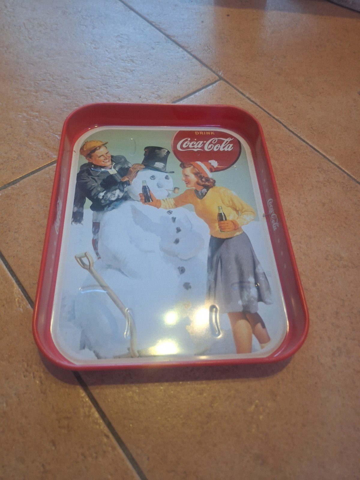 Vintage Coca-Cola dienblad - Kersteditie, Vintage, Gebruikt, Ophalen of Verzenden, Metaal