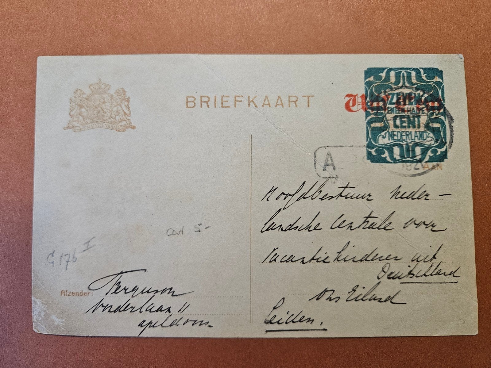 79) Briefkaart 1921, Postzegels en Munten, Ophalen of Verzenden, Briefkaart