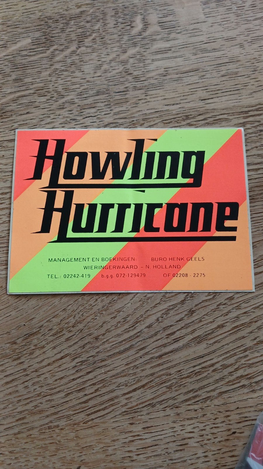 Sticker band orkest Howling Hurricane WIERINGERWAARD, Ophalen of Verzenden, Zo goed als nieuw