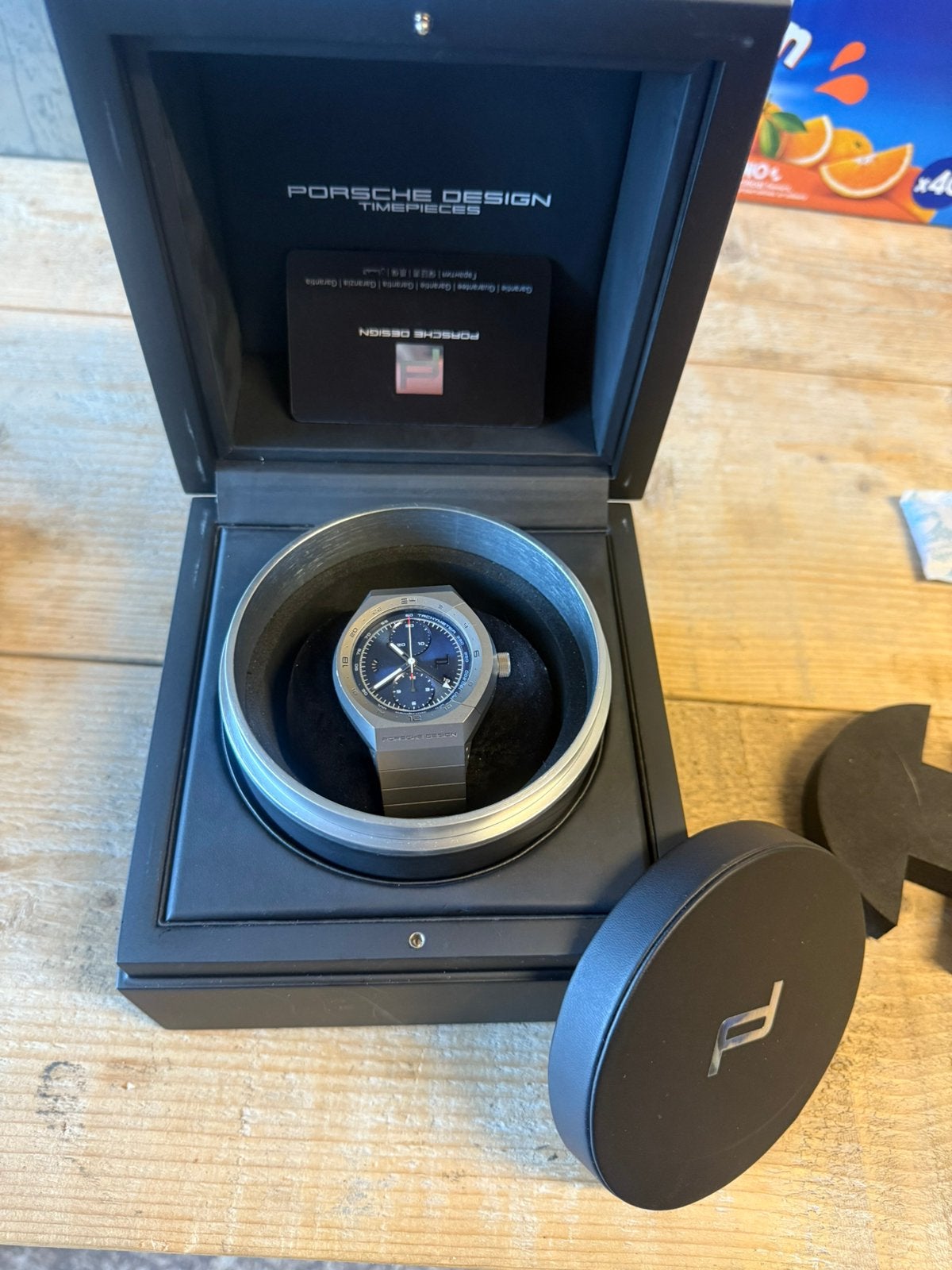 Porsche Design Monobloc ActuatorGmt-ChronotimerTitanium Blue, Overige merken, Gebruikt, Polshorloge, Overige materialen