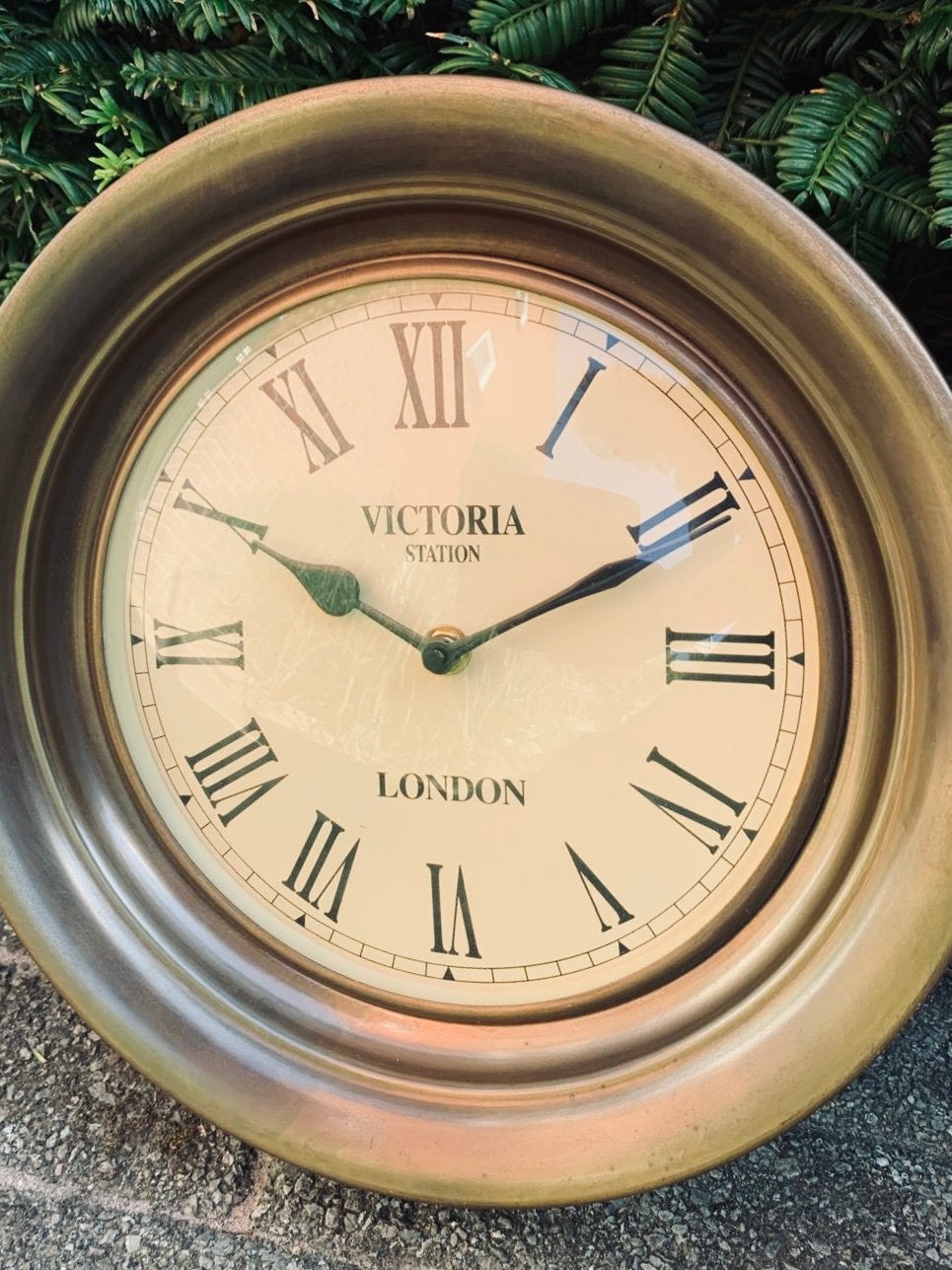Brocante klok messing met quartz uurwerk, Ophalen, Zo goed als nieuw, Wandklok