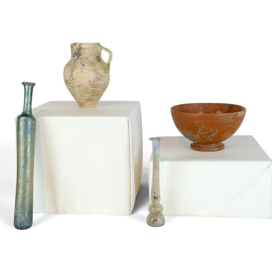 Vier Romeinse archeologische objecten, Antiek en Kunst, Ophalen of Verzenden