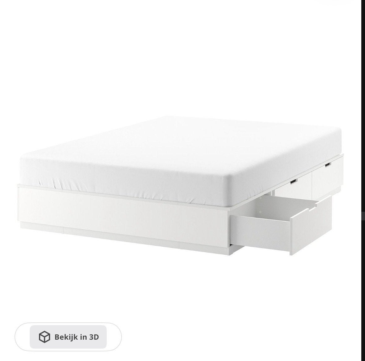 IKEA Nordli bedframe met lades, wit, 140x200 cm, Ophalen, Gebruikt, Wit, Tweepersoons