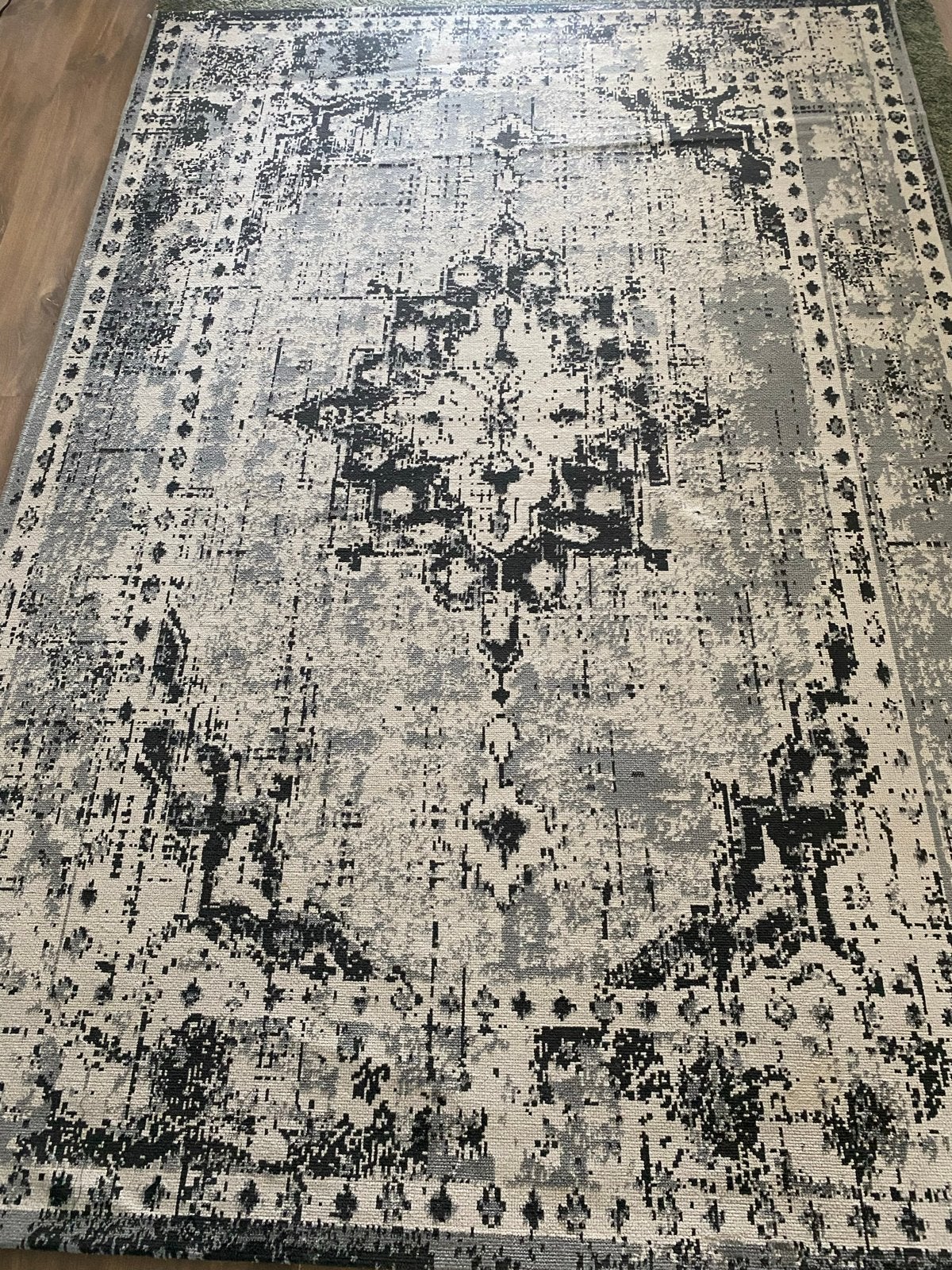 Ikea vloerkleed 160x230 - Grijs/Zwart patroon, Ophalen, Gebruikt, 150 tot 200 cm, 200 cm of meer