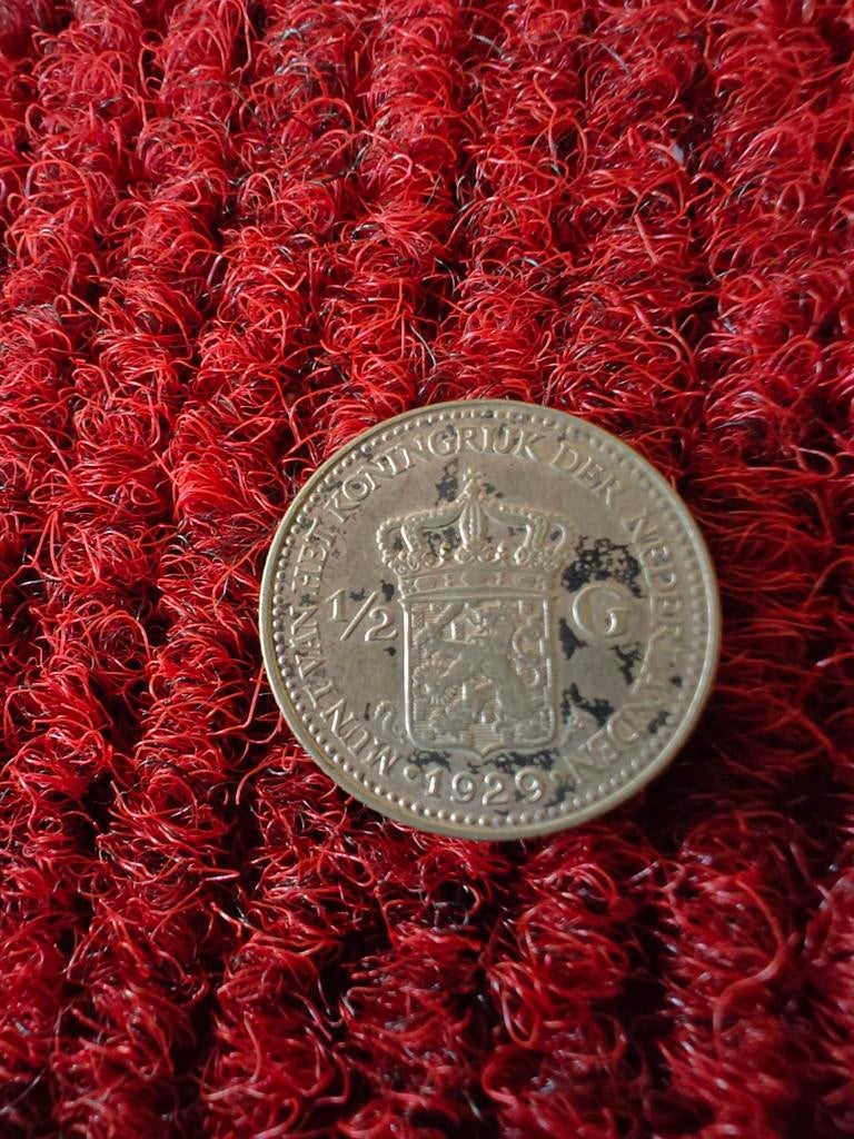 Zeldzame 1/2 Gulden Koningin Wilhelmina 1929, Postzegels en Munten, Munten | Nederland, Ophalen of Verzenden, Koningin Wilhelmina