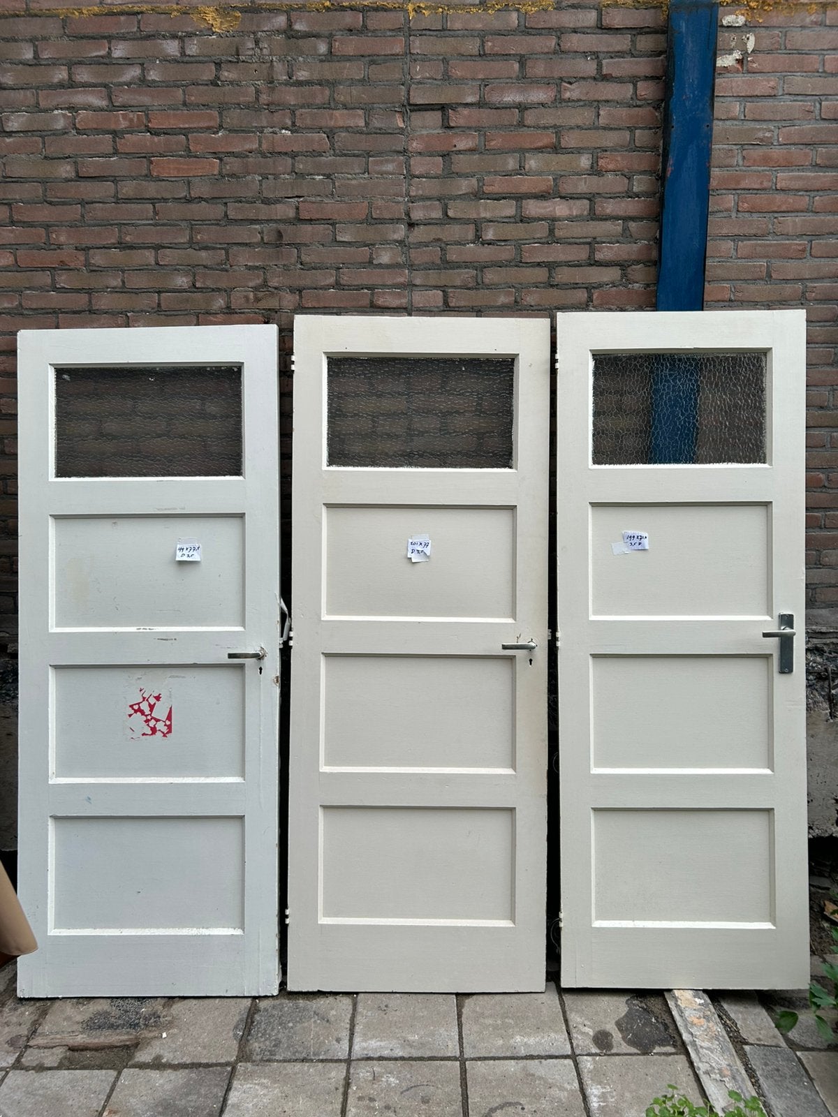 jaren 30 deuren met glas deur 6 stuks, Doe-het-zelf en Verbouw, Deuren en Horren, Ophalen, Minder dan 80 cm, 200 tot 215 cm, Glas