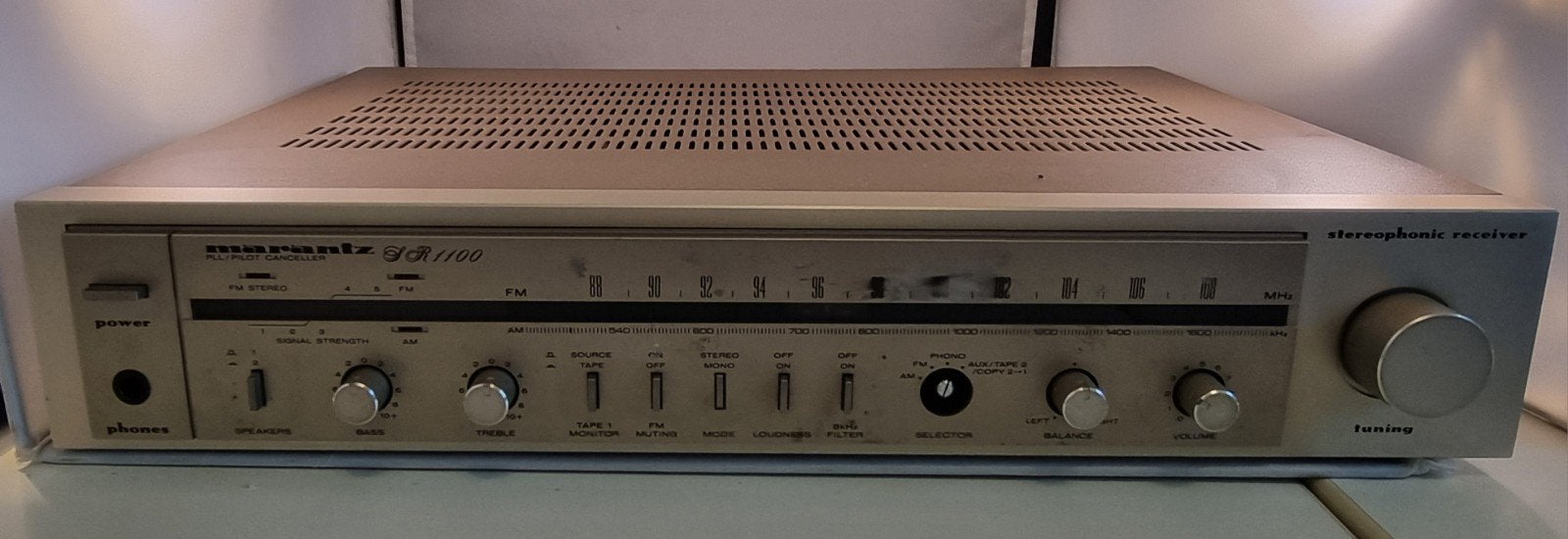 Marantz SR1100 stereo receiver, vintage, met handleiding, Marantz, Gebruikt, Ophalen of Verzenden, Minder dan 60 watt