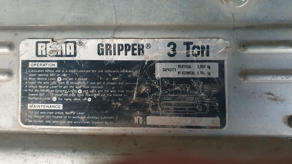 Tirefort/ gripper  3 ton ,met staalkabel, Auto diversen, Autogereedschap, Ophalen, Gebruikt
