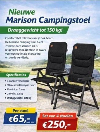Nieuwe campingstoelen in doos echt topkwaliteit, Caravans en Kamperen, Ophalen, Nieuw, Campingstoel