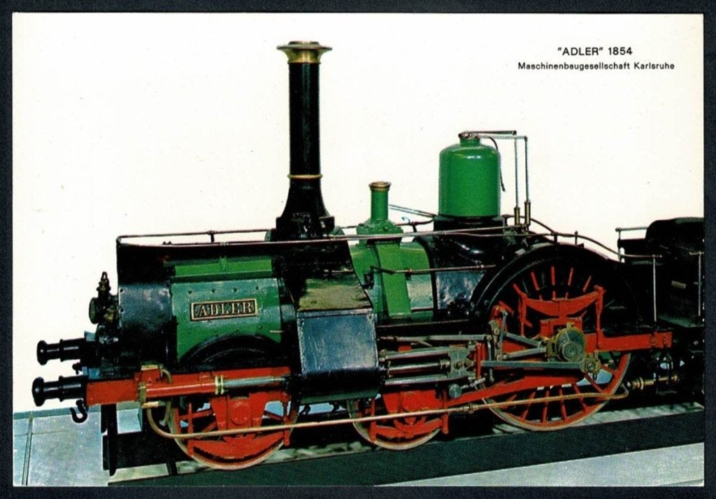 Spoorwegen : locomotief "ADLER" 1854, Ophalen of Verzenden, Gebruikt, Trein, Kaart of Prent