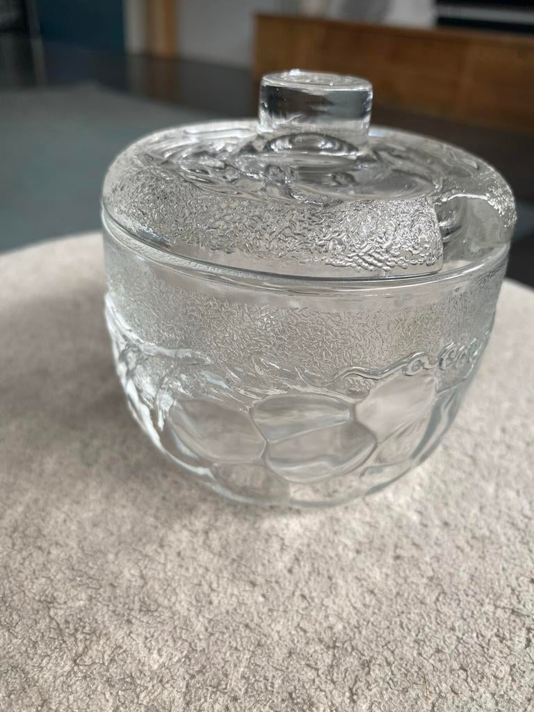 Vintage Arcoroc 'Fruit' Suiker-/Jampot met Lepeluitsparing, Ophalen of Verzenden, Zo goed als nieuw