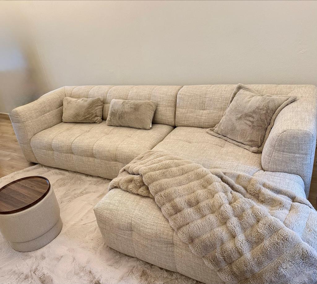 XL Crème lounge bank “Bodio Luno” - Zo Goed als Nieuw!!!, Huis en Inrichting, Ophalen, 250 tot 300 cm, 100 tot 125 cm, Hoekbank