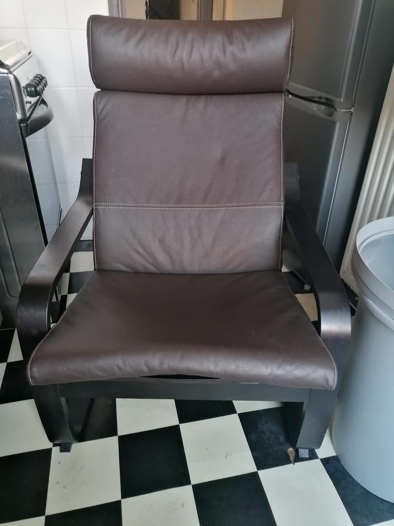 Ikea fauteuil leer zo goed als nieuw, Huis en Inrichting, Fauteuils, Ophalen, Zo goed als nieuw, 50 tot 75 cm, Leer