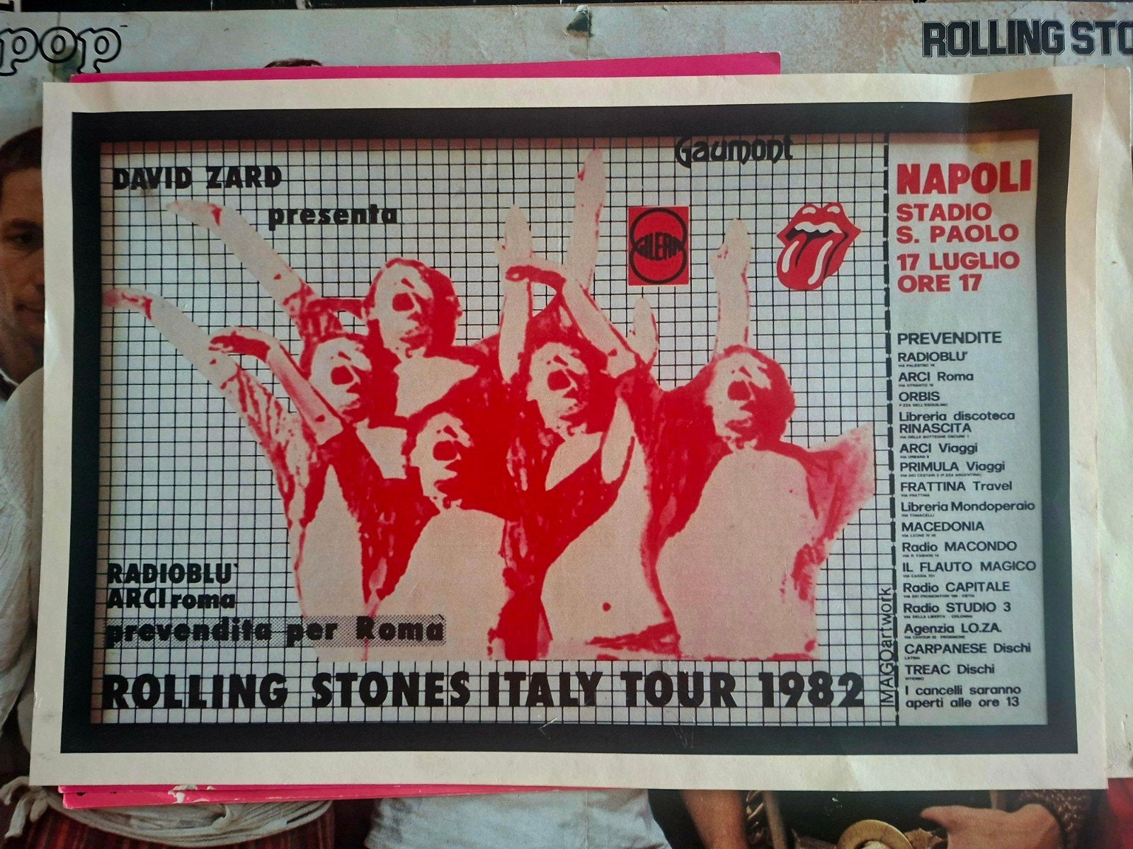 Rolling Stones Italy Tour 1982 Concert Poster, Ophalen of Verzenden