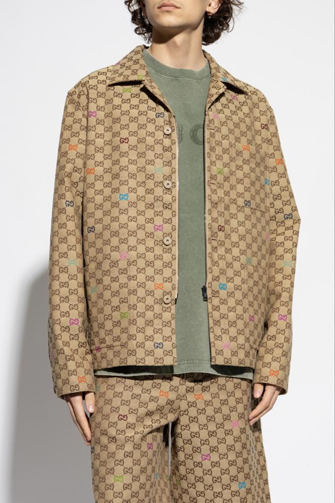 Gucci GG Monogrammed Zip-Up Jas, Kleding | Heren, Jassen | Zomer, Ophalen of Verzenden, Zo goed als nieuw, Maat 52/54 (L), Beige