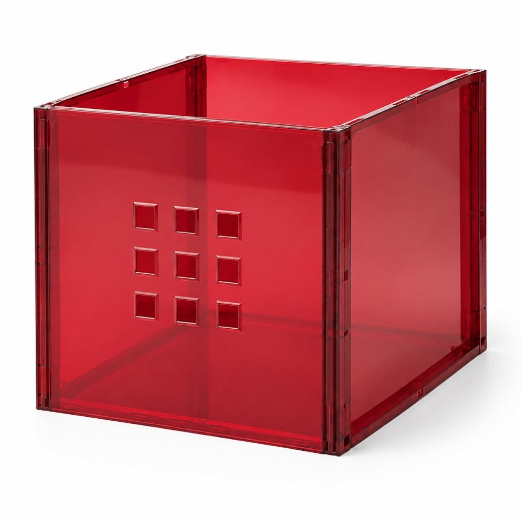 IKEA LEKMAN Opbergbak Transparant Rood – Voor EXPEDIT/KALLAX, Doe-het-zelf en Verbouw, Gebruikt, ., Minder dan 50 cm, Ophalen of Verzenden