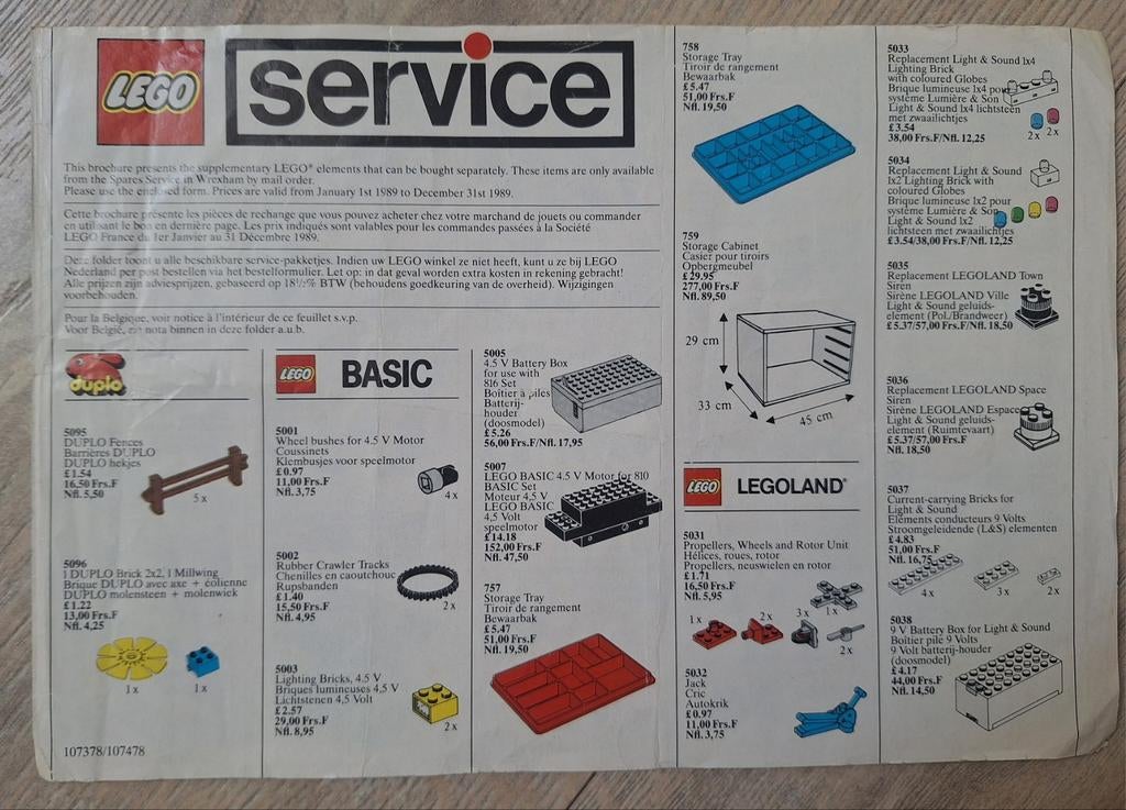 Lego service folder uit 1989., Ophalen of Verzenden
