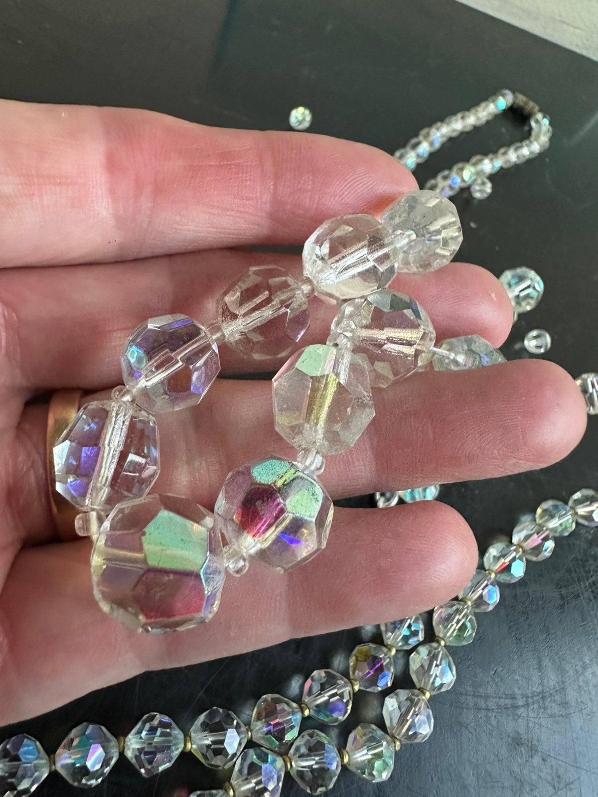 Aurora Borealis Kristallen 2 kettingen 1 koop, Ophalen of Verzenden, Gebruikt