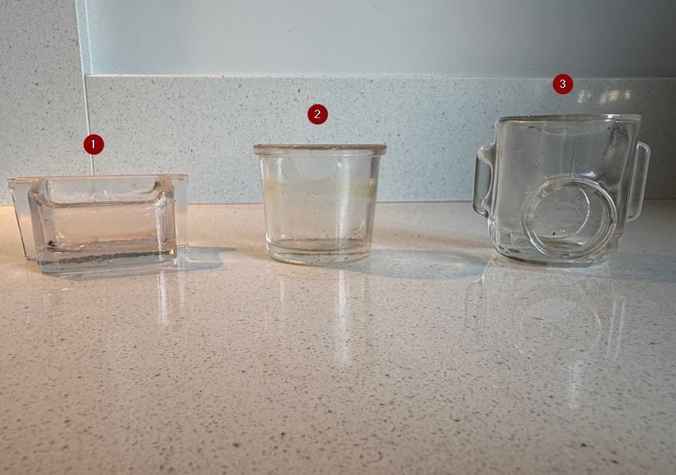 Oude glazen drink/voeder bakjes voor vogels., Ophalen of Verzenden, Gebruikt, Eten en Drinken