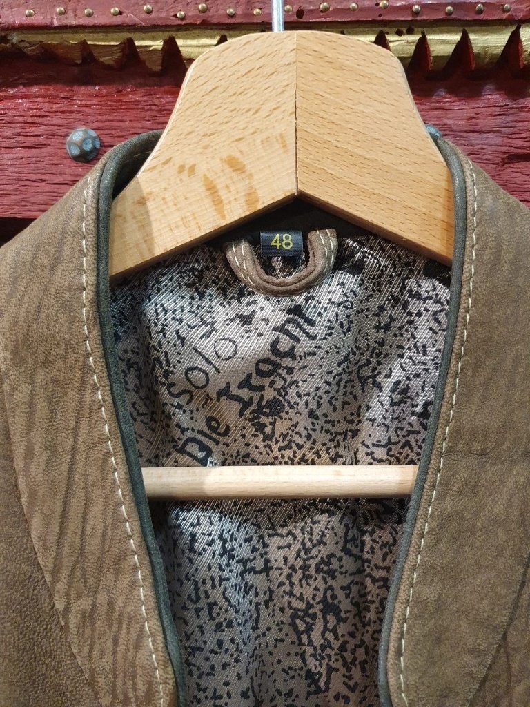 Leren/Suede Tiroler Jas, passend bij Lederhosen - Maat 48, Bruin, Maat 48/50 (M), SOLO, Djt@dejuistetoon.eu