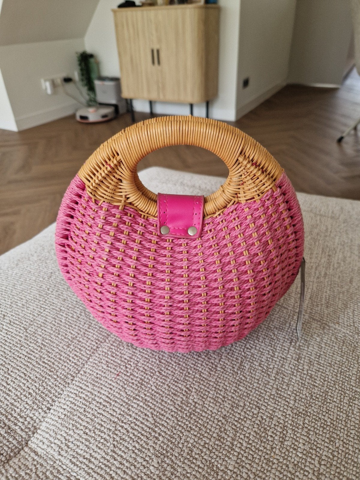 Nieuwe Pia Rossini tas - Roze rieten handtas, Ophalen of Verzenden, Nieuw, Roze, Handtas