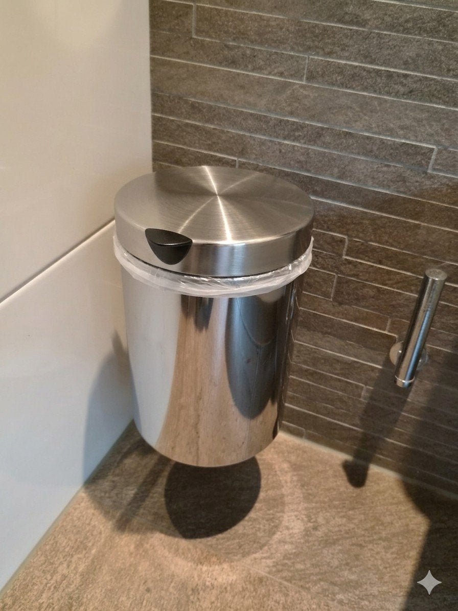 Geesa RVS Prullenbak voor Badkamer - Wandmontage, Gebruikt, Ophalen of Verzenden, Minder dan 10 liter, Rvs