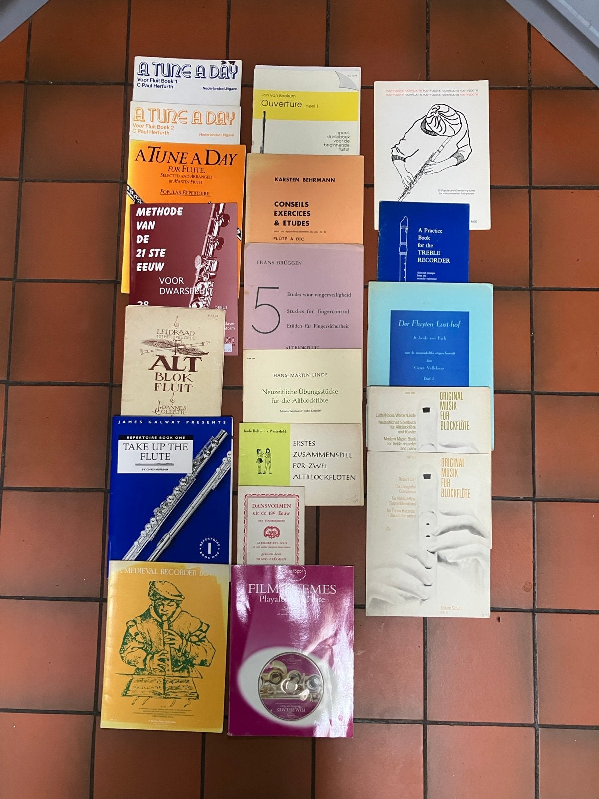 Grote collectie bladmuziek lesboeken voor fluit en blokfluit, Gebruikt, Overige genres, Les of Cursus, Dwarsfluit of Piccolo