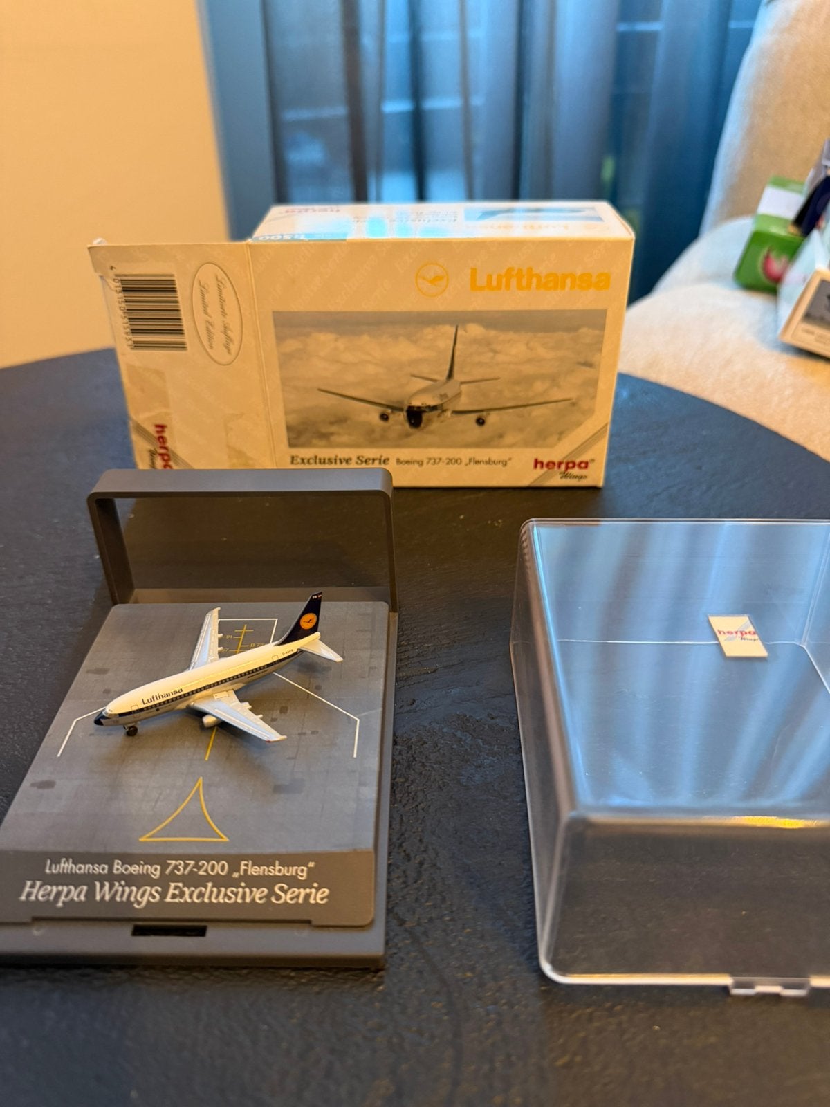 Herpa Wings 1:500 — Lufthansa Boeing 737-200 "Flensburg", Verzamelen, Ophalen of Verzenden, Zo goed als nieuw, Schaalmodel