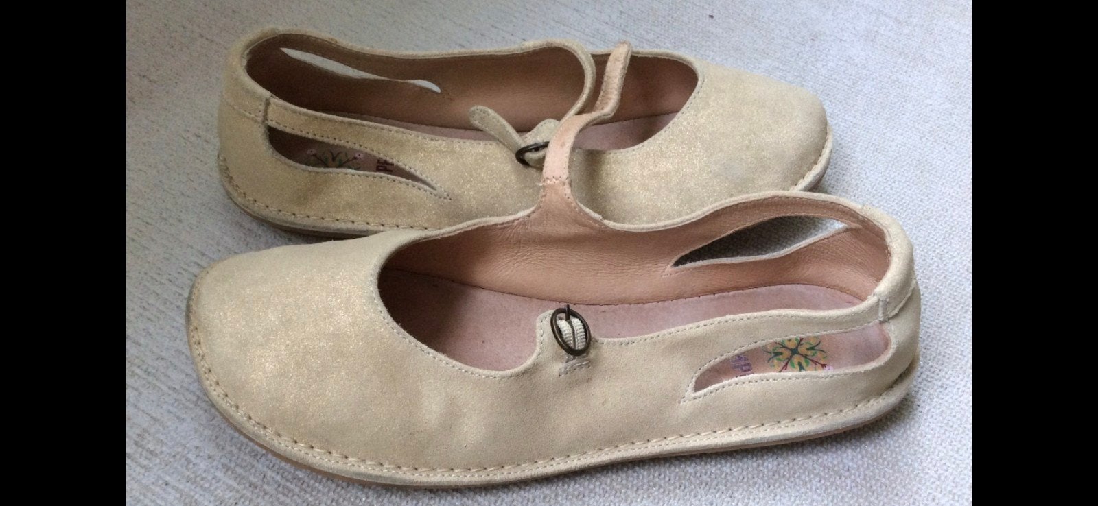 Campers Ballerina's/ Mary-Jane Goudbeige, Kleding | Dames, Beige, Camper, Zo goed als nieuw, Ballerina's